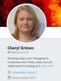 Cheryl Twitter profile