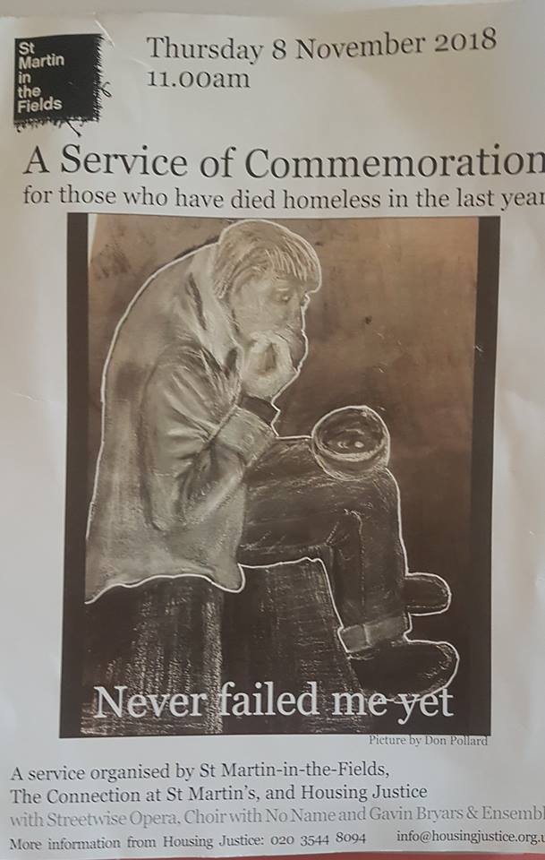 Annual service of commemoration at St Martin-in-the-Fields, Thursday 8 November 11 a.m.